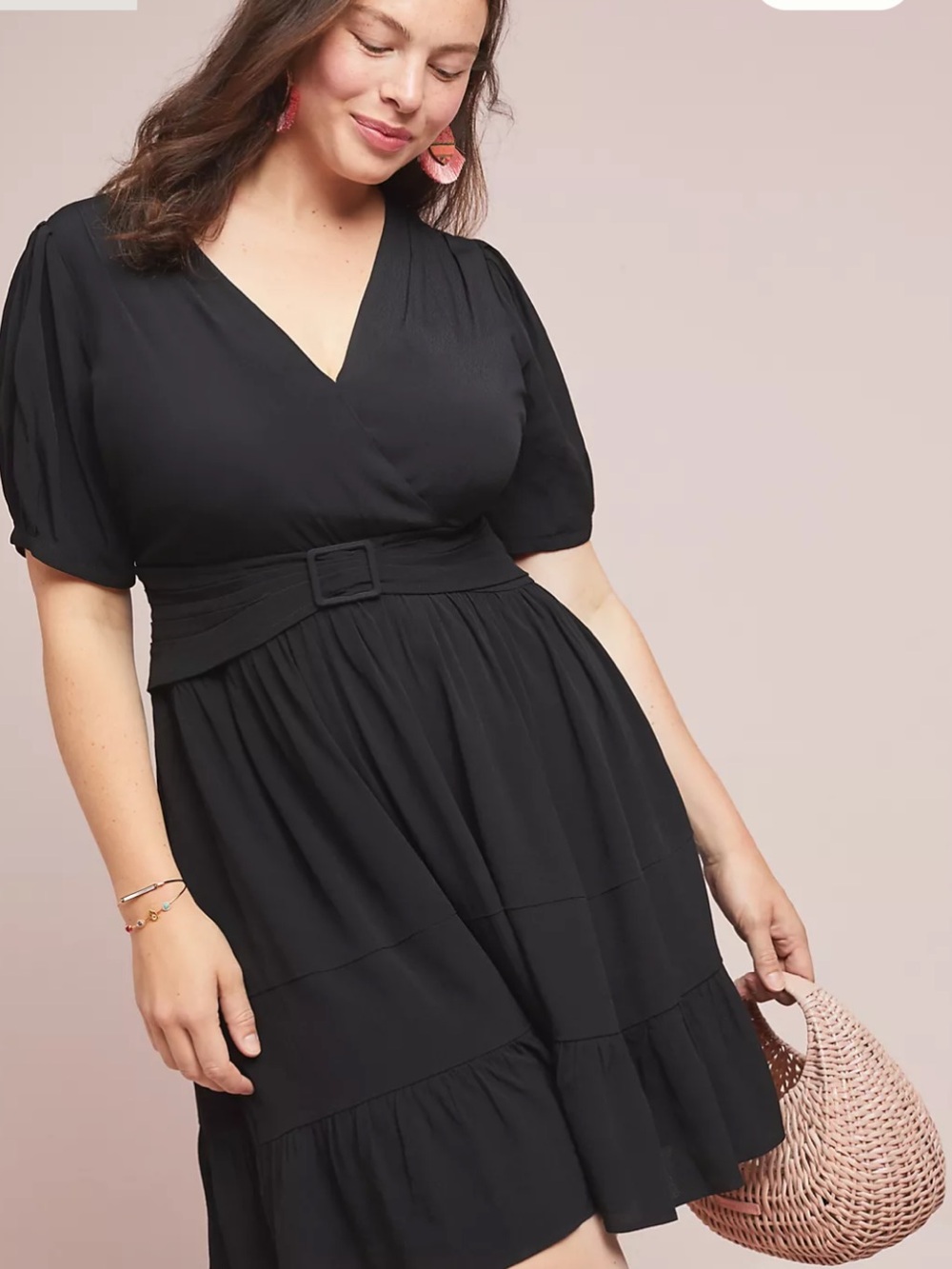 Maeve by Anthropologie Martina Belted Dress Black Size 18W